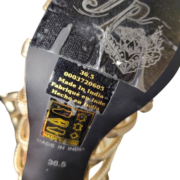 Free People Colette Cinched Block Heel in Metallic Gold Size 36.5 - Picture 8 of 13